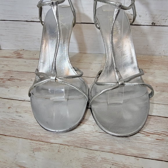 Prada strappy silver sandals with rhinestone encrusted heel - Picture 14 of 16